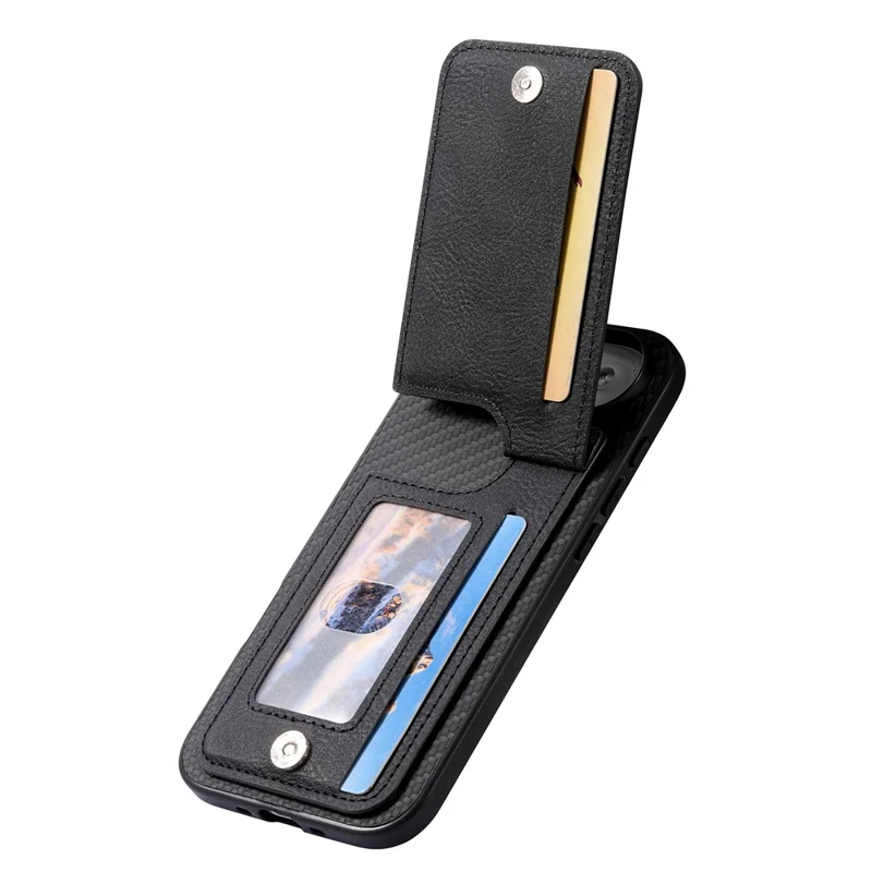 Capa para iPhone 17 Pro Max em Fibra de Carbono com Revestimento em Pele Sintética PU, TPU + PC - Preto