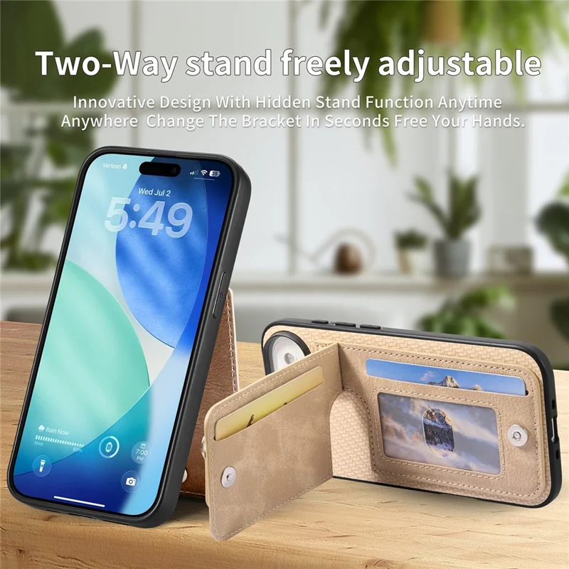 Für iPhone 17 Pro Hülle aus Kohlefaser-Leder mit TPU + PC-Beschichtung - Schwarz