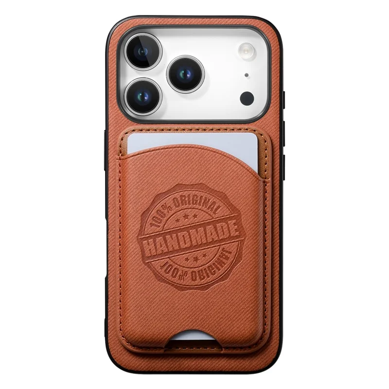 Für iPhone 17 Pro Max Hülle Twill-Textur Leder PC TPU Handyhülle mit abnehmbarem magnetischem Kartenhalter - Braun
