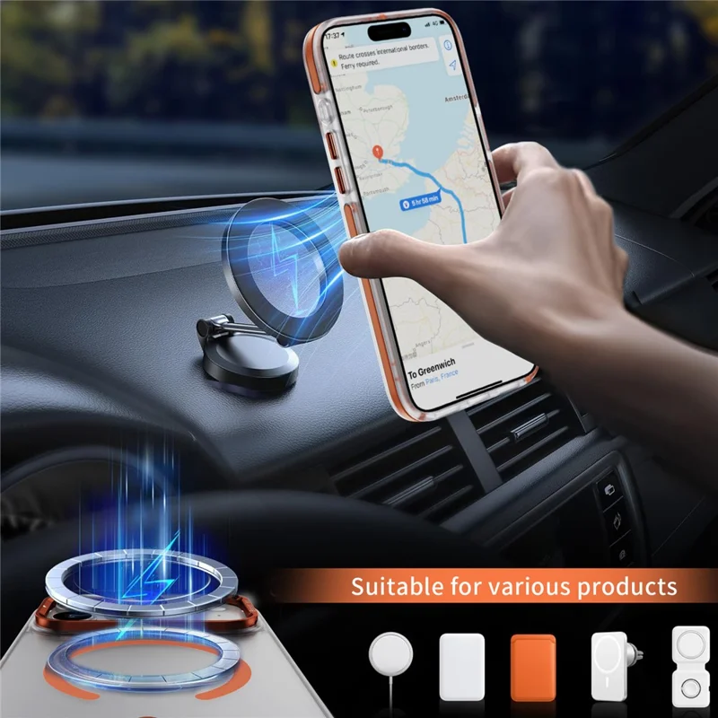 Cover per iPhone 17 Pro Max Compatibile con MagSafe con Telaio Metallico per Obiettivo, Supporto Integrato, Tocco Morbido in Acrilico e TPU - Arancione