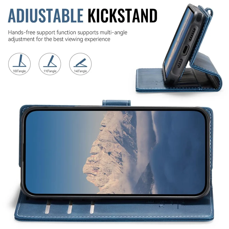 AUTSPACE A05 For iPhone 15 Case Wallet Stand Detachable Leather Magnetic Phone Cover - Blue