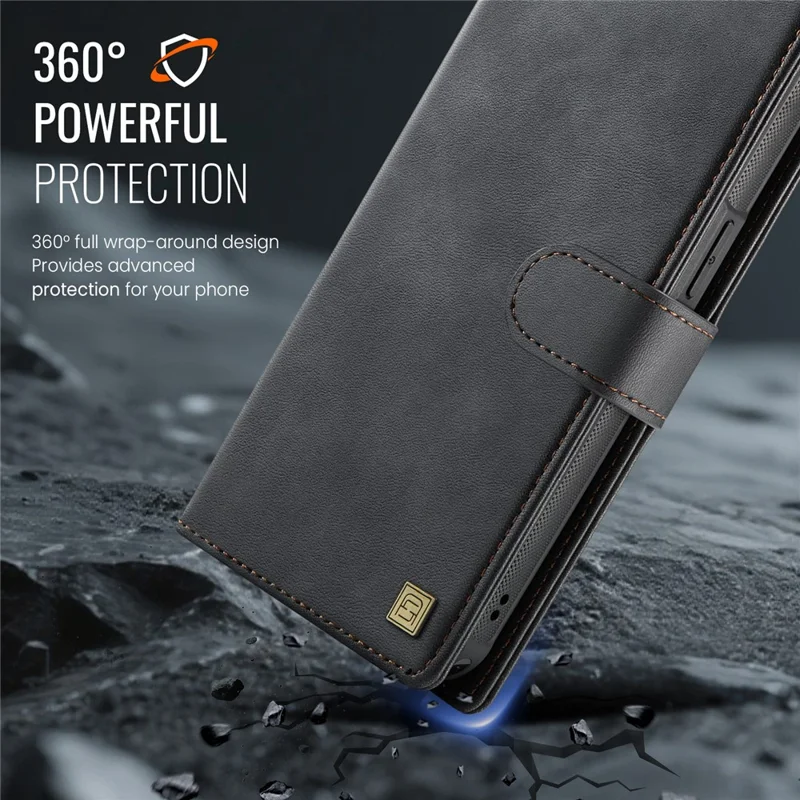 AUTSPACE A05 For iPhone 14 Pro Case Wallet Stand Detachable Leather Magnetic Phone Cover - Black