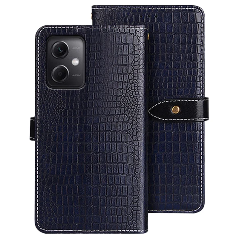 IDEWEI For Xiaomi Redmi Note 12 5G (Global) / (India) / Poco X5 5G PU Leather Phone Shockproof Case Crocodile Texture Smartphone Flip Stand Wallet Cover - Blue