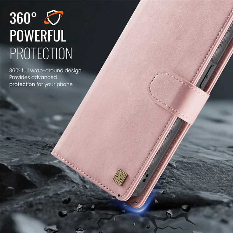 AUTSPACE A05 For iPhone 12 Pro / 12 Case Wallet Stand Detachable Leather Magnetic Phone Cover - Pink