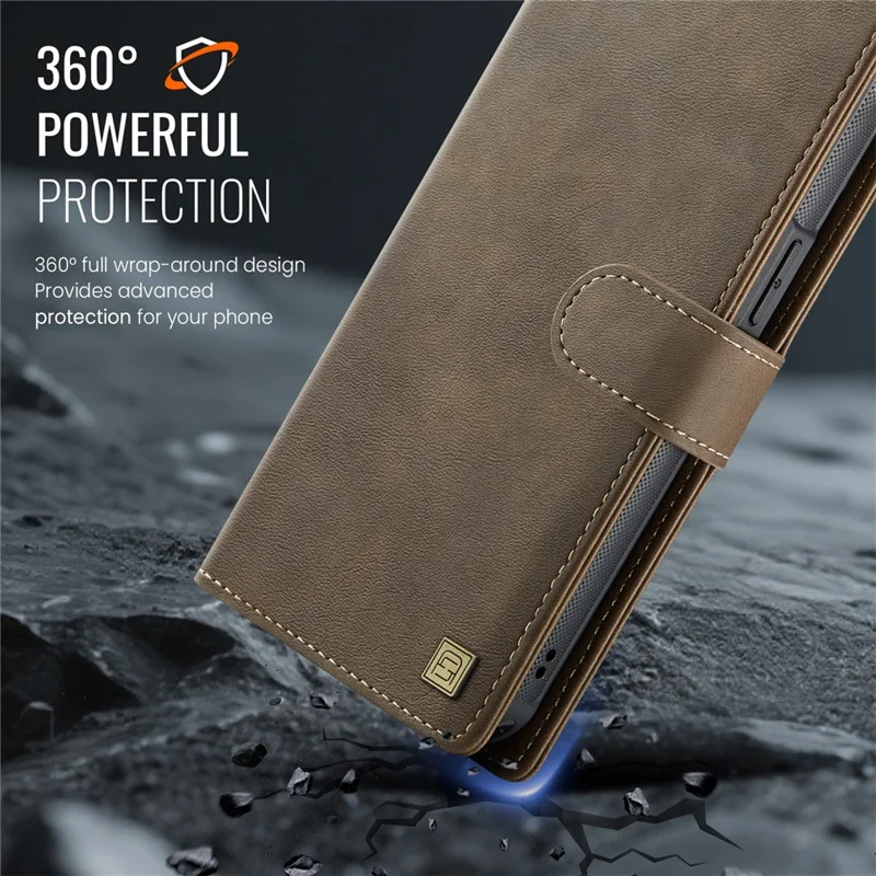 AUTSPACE A05 For iPhone 12 Pro / 12 Case Wallet Stand Detachable Leather Magnetic Phone Cover - Coffee