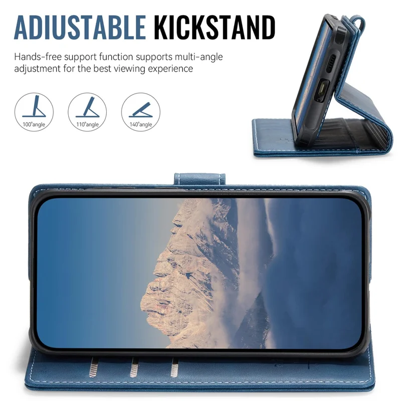 AUTSPACE A05 For Samsung Galaxy S25+ / S24+ Case Wallet Stand Detachable Leather Magnetic Phone Cover - Blue