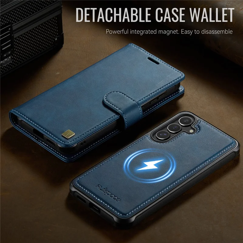 AUTSPACE A05 For Samsung Galaxy S25+ / S24+ Case Wallet Stand Detachable Leather Magnetic Phone Cover - Blue