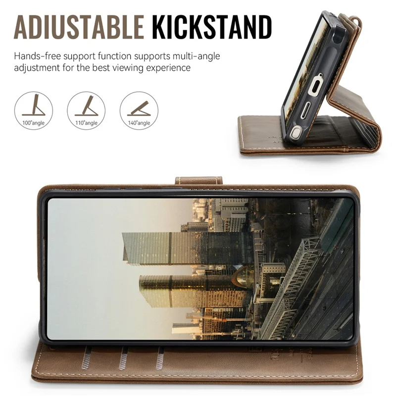 AUTSPACE A05 For Samsung Galaxy S24 Ultra Case Wallet Stand Detachable Leather Magnetic Phone Cover - Coffee