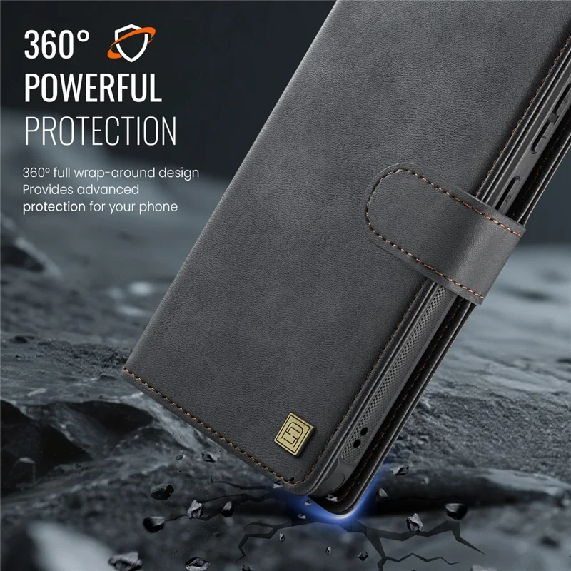 AUTSPACE A05 For Samsung Galaxy S24 FE Case Wallet Stand Detachable Leather Magnetic Phone Cover - Black