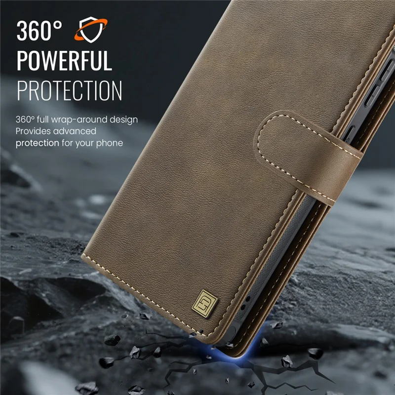 AUTSPACE A05 For Samsung Galaxy S25 Ultra Case Wallet Stand Detachable Leather Magnetic Phone Cover - Coffee