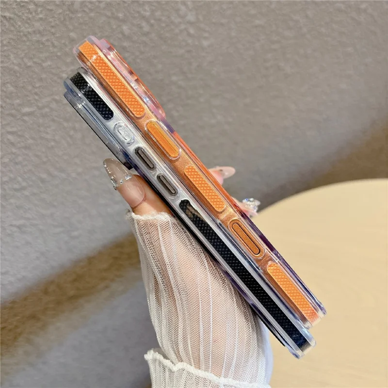 Für iPhone 17 Pro Hülle kompatibel mit MagSafe Klar Acryl TPU stoßfestes Handycover mit Ständer - Orange