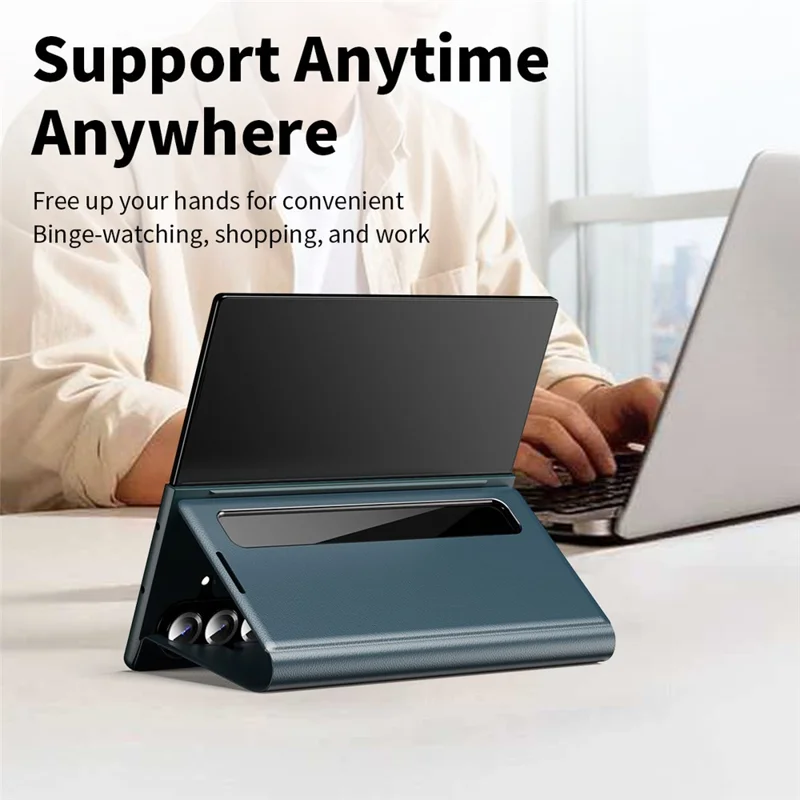 For Samsung Galaxy Z Fold7 5G Case Smart View Window Leather Phone Cover - Green