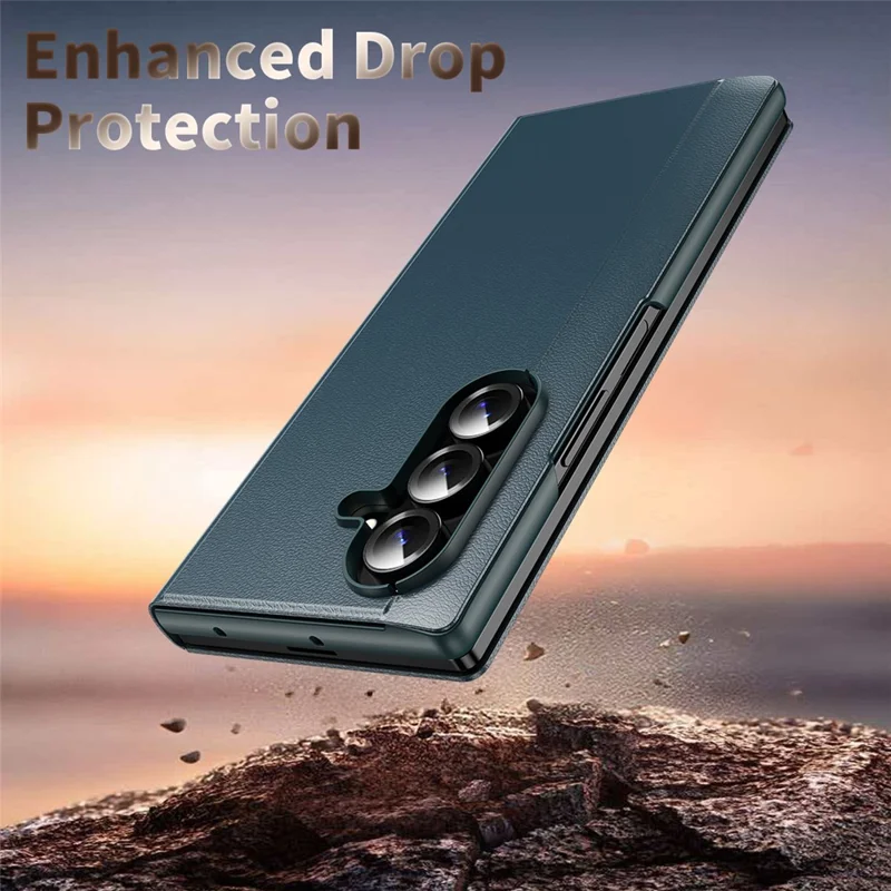 For Samsung Galaxy Z Fold7 5G Case Smart View Window Leather Phone Cover - Green