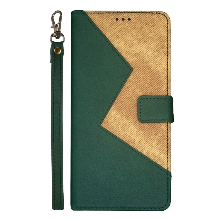 Idewei Para Xiaomi Redmi Nota 12 5g Splicing PU Leather + TPU Caso Holder Stand Telep - Verde