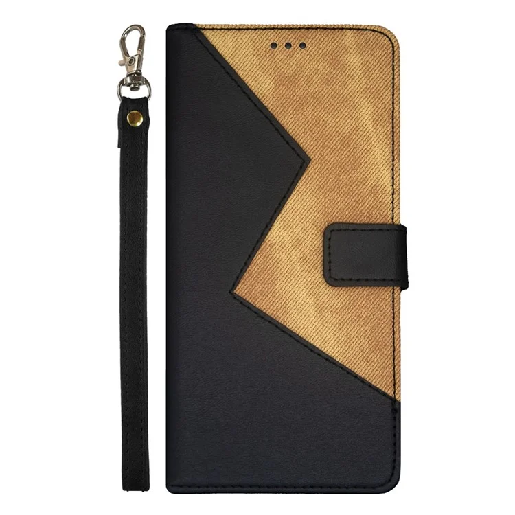 IDEWEI For Xiaomi Redmi Note 12 5G (Global) / (India) / Poco X5 5G Splicing PU Leather + TPU Case Card Holder Stand Phone Cover with Hand Strap - Black