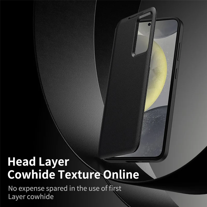 For Samsung Galaxy S26+ Case with Card Holder Smart View Window Leather Phone Cover - Black