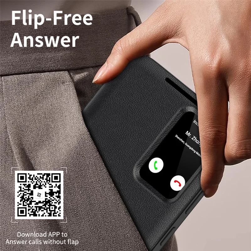 For Samsung Galaxy S26+ Case with Card Holder Smart View Window Leather Phone Cover - Black