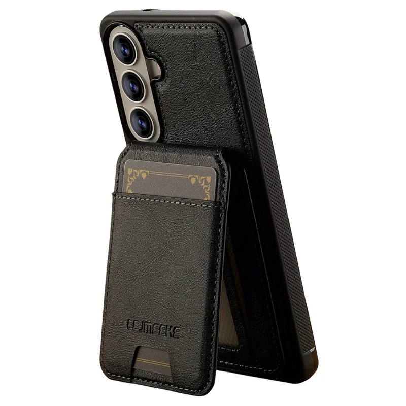 LC.IMEEKE L3 For Samsung Galaxy S26+ Magnetic Case Detachable Card Holder Leather TPU Mobile Cover - Black