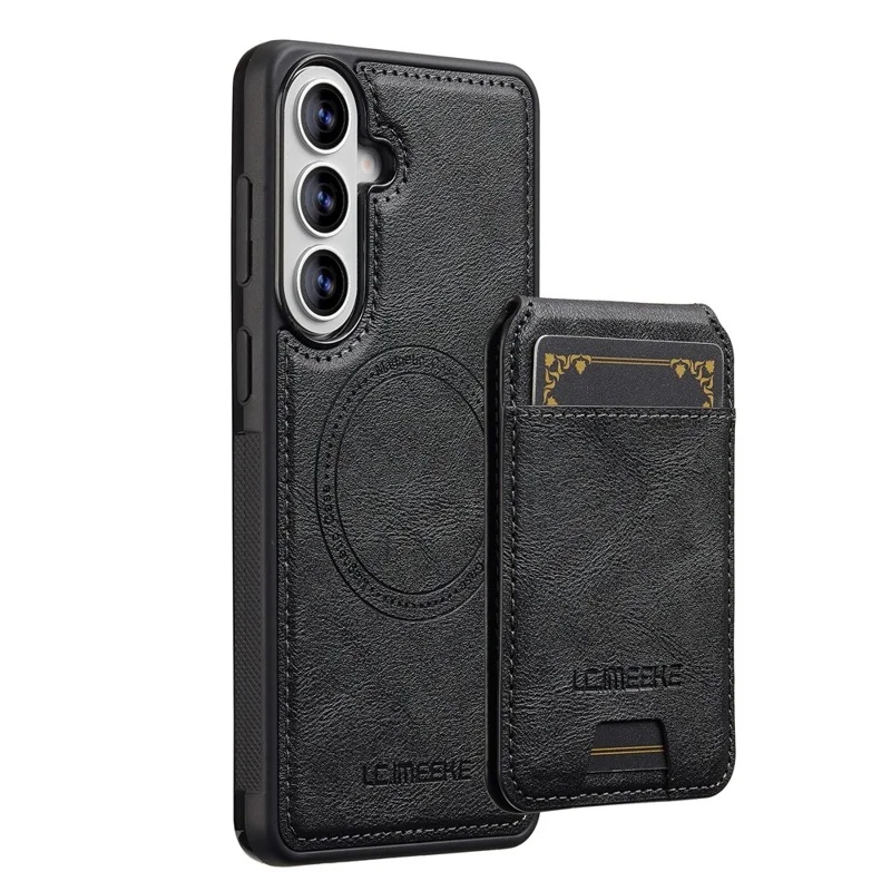 LC.IMEEKE L3 For Samsung Galaxy S26+ Magnetic Case Detachable Card Holder Leather TPU Mobile Cover - Black
