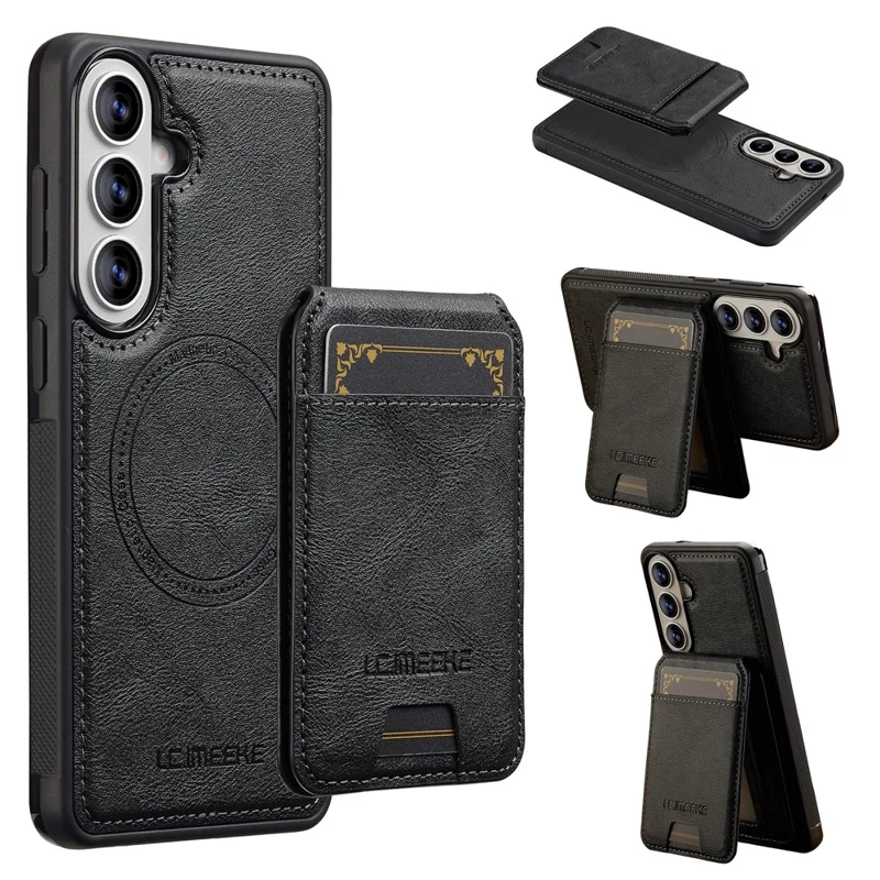 LC.IMEEKE L3 For Samsung Galaxy A57 5G Magnetic Case Detachable Card Holder Leather TPU Mobile Cover - Black