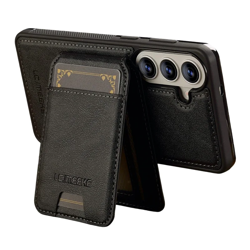LC.IMEEKE L3 For Samsung Galaxy A57 5G Magnetic Case Detachable Card Holder Leather TPU Mobile Cover - Black