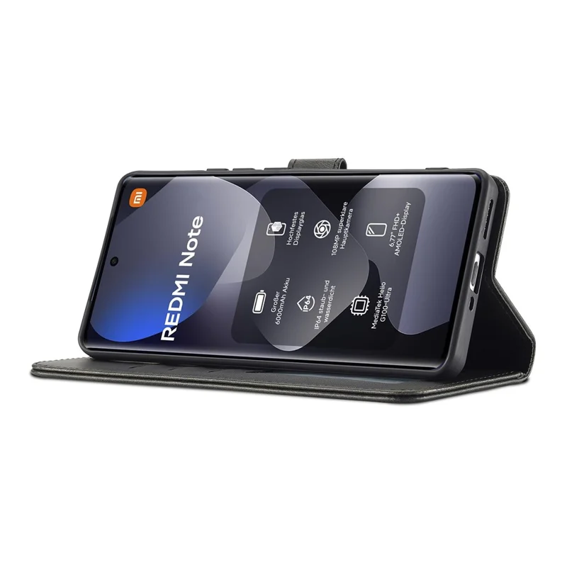 LC.IMEEKE Чехол-кошелек для Xiaomi Poco M8 5G / Redmi Note 15 5G (Global) / 15 4G (Global), чехол из искусственной кожи с текстурой телячьей кожи - Черный