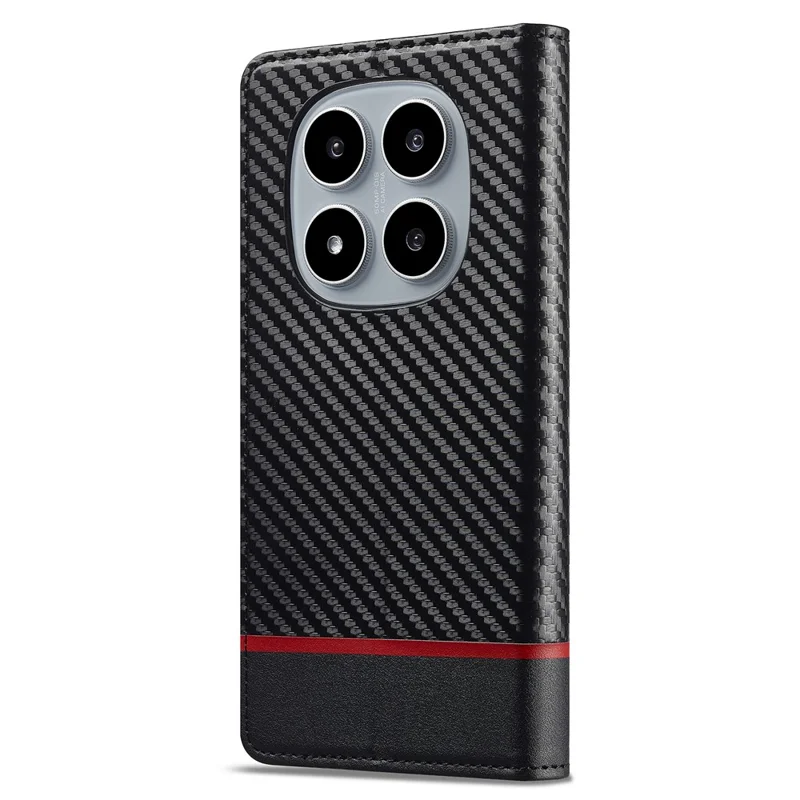 LC.IMEEKE чехол-бумажник для Xiaomi Redmi Note 15 Pro 4G (Global), текстура углеродного волокна, кожаный чехол для телефона - горизонтальная полоска