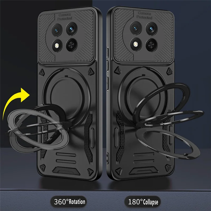 Magnetic Case For Honor Magic7 Lite 5G  /  X60 Pro 5G  /  X9c 5G Shockproof TPU + PC Phone Back Cover with Kickstand - Black