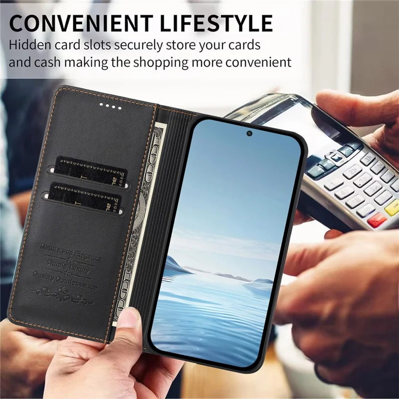 Bulk Purchasing For Xiaomi 17 Ultra 5G Leather Case Magnetic Closure RFID Blocking Wallet Phone Cover - Black