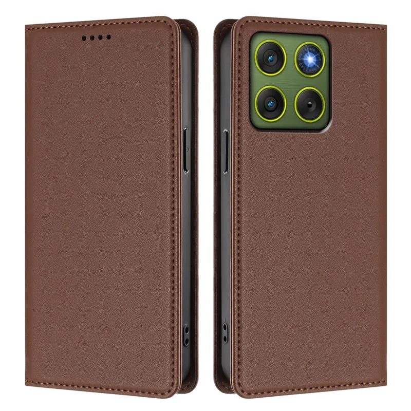 Bulk Purchasing For Motorola Edge 70 5G Leather Case Magnetic Closure RFID Blocking Wallet Phone Cover - Brown