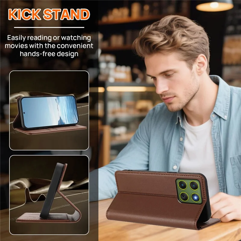 Bulk Purchasing For Motorola Edge 70 5G Leather Case Magnetic Closure RFID Blocking Wallet Phone Cover - Brown