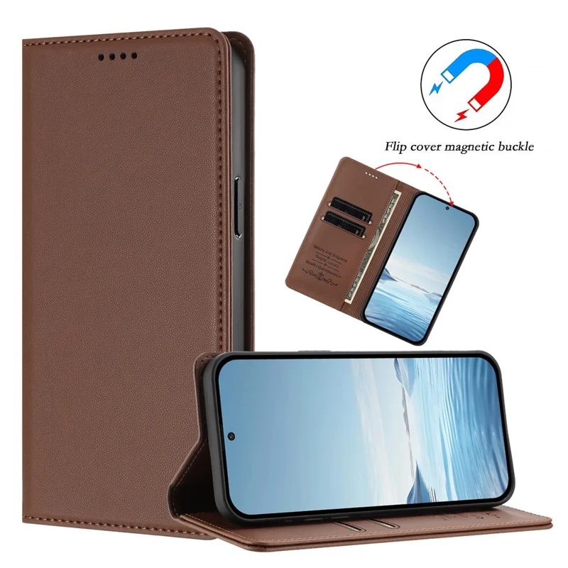 Bulk Purchasing For Motorola Edge 70 5G Leather Case Magnetic Closure RFID Blocking Wallet Phone Cover - Brown