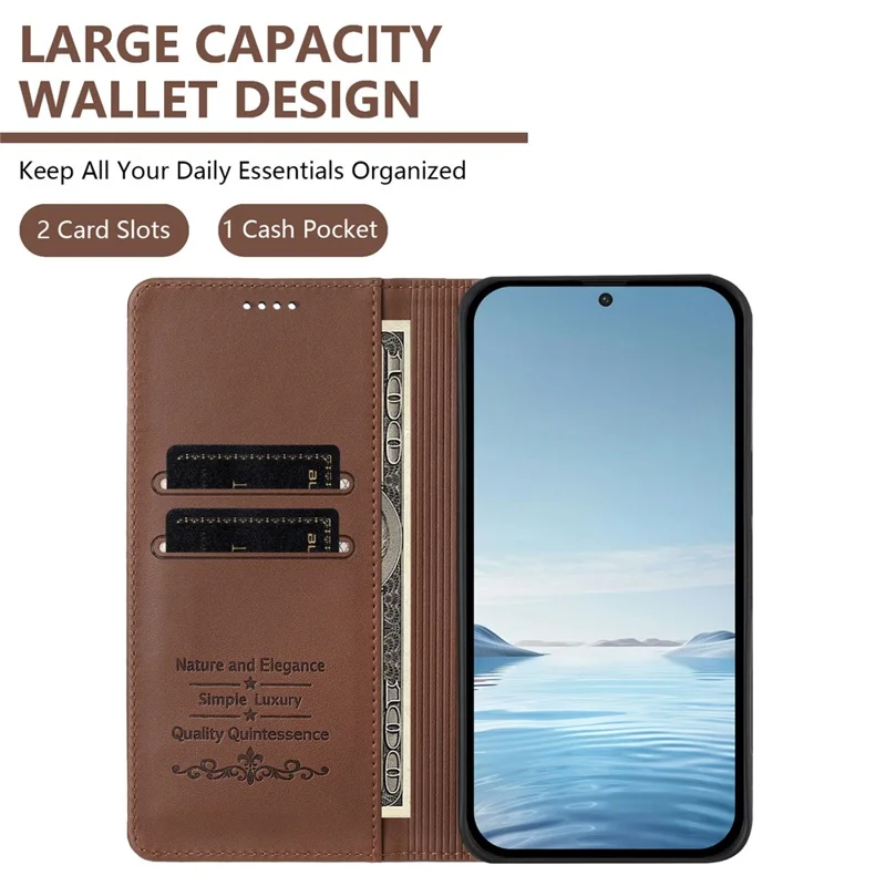 Bulk Purchasing For Motorola Edge 70 5G Leather Case Magnetic Closure RFID Blocking Wallet Phone Cover - Brown