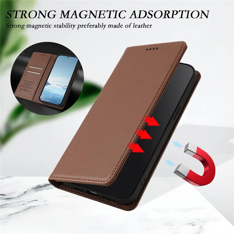 Bulk Purchasing For Motorola Edge 70 5G Leather Case Magnetic Closure RFID Blocking Wallet Phone Cover - Brown