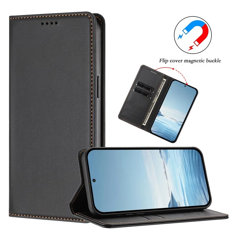 Bulk Purchasing Leather Case For Xiaomi Poco M8 5G  /  Redmi Note 15 5G (Global)  /  15 4G (Global) Magnetic Closure RFID Blocking Wallet Phone Cover - Black