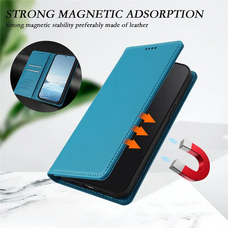 Bulk Purchasing For Xiaomi Redmi Note 15 Pro+ 5G (Global)  /  Poco M8 Pro 5G Leather Case Magnetic Closure RFID Blocking Wallet Phone Cover - Lake Blue