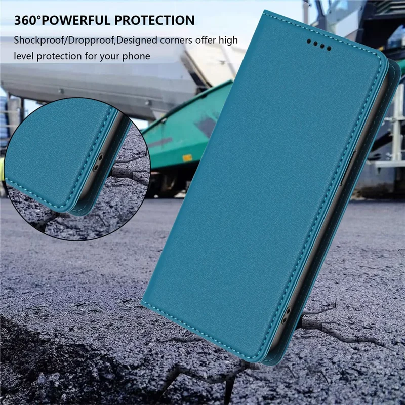 Bulk Purchasing For Xiaomi Redmi Note 15 Pro+ 5G (Global)  /  Poco M8 Pro 5G Leather Case Magnetic Closure RFID Blocking Wallet Phone Cover - Lake Blue