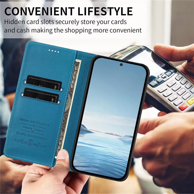 Bulk Purchasing For Xiaomi Redmi Note 15 Pro+ 5G (Global)  /  Poco M8 Pro 5G Leather Case Magnetic Closure RFID Blocking Wallet Phone Cover - Lake Blue