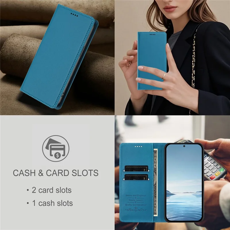 Bulk Purchasing For Xiaomi Redmi Note 15 Pro+ 5G (Global)  /  Poco M8 Pro 5G Leather Case Magnetic Closure RFID Blocking Wallet Phone Cover - Lake Blue