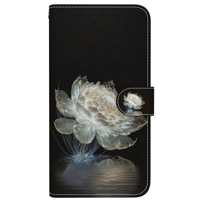Flipcase med wallet til Samsung Galaxy A37 5G, mønstertrykt læderbeskyttelse mod fald med stropløsning - Crystal Peony