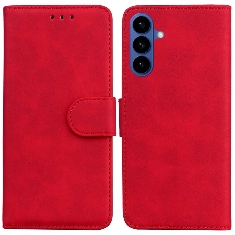 For Samsung Galaxy A37 5G Case Solid Color Leather Wallet Phone Cover - Red