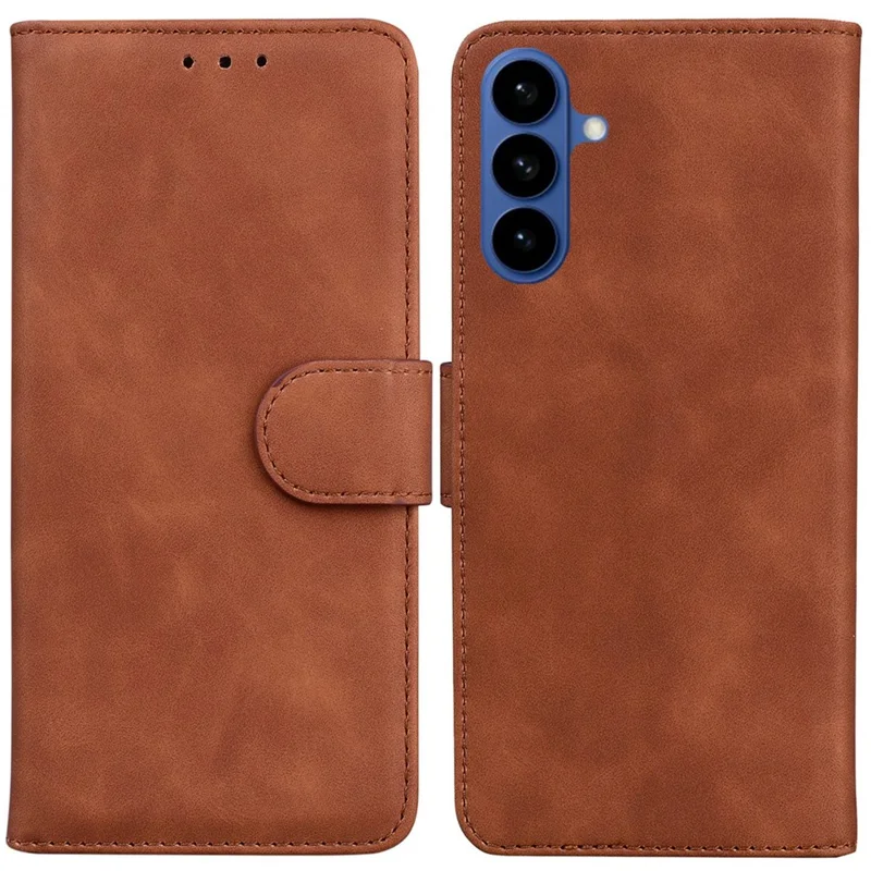 For Samsung Galaxy A37 5G Case Solid Color Leather Wallet Phone Cover - Brown