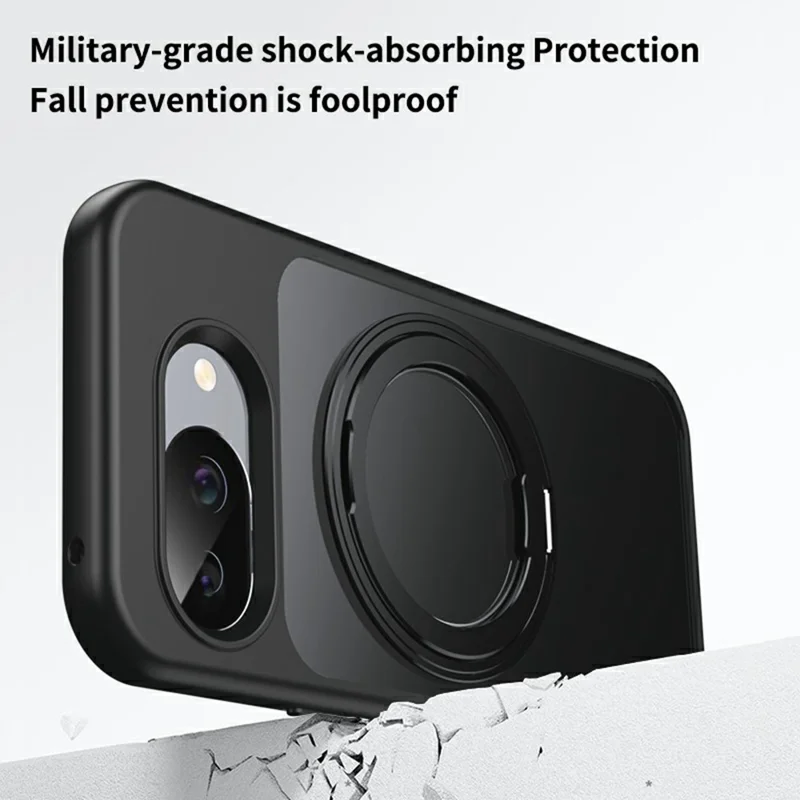 Capa Magnética para Google Pixel 10a com TPU + Acrílico + Metal, Suporte Basculante, Capa Mate para Telemóvel - Preto