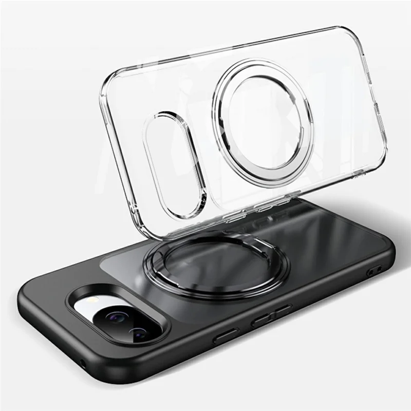 Capa Magnética para Google Pixel 10a com TPU + Acrílico + Metal, Suporte Basculante, Capa Mate para Telemóvel - Preto