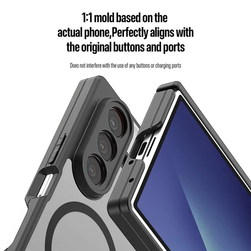 DUX DUCIS Expn-serie til Samsung Galaxy Z Fold7 5G magnetisk hylster PC + TPU bagside til telefon - Sort