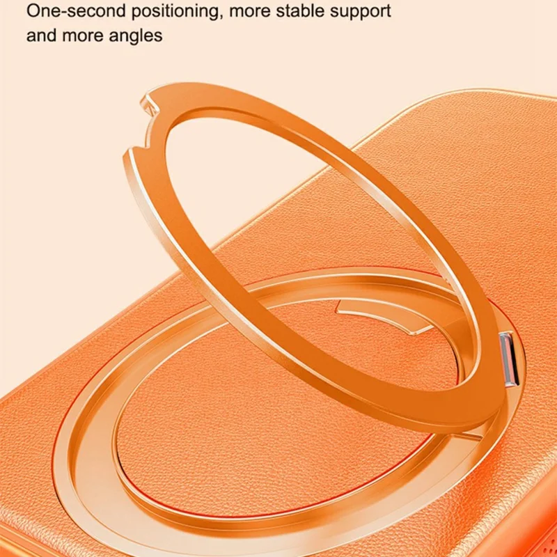 Чехол для iPhone Air, совместимый с MagSafe, с поворотной подставкой, текстура личи, поликарбонатный чехол из ТПУ - Оранжевый