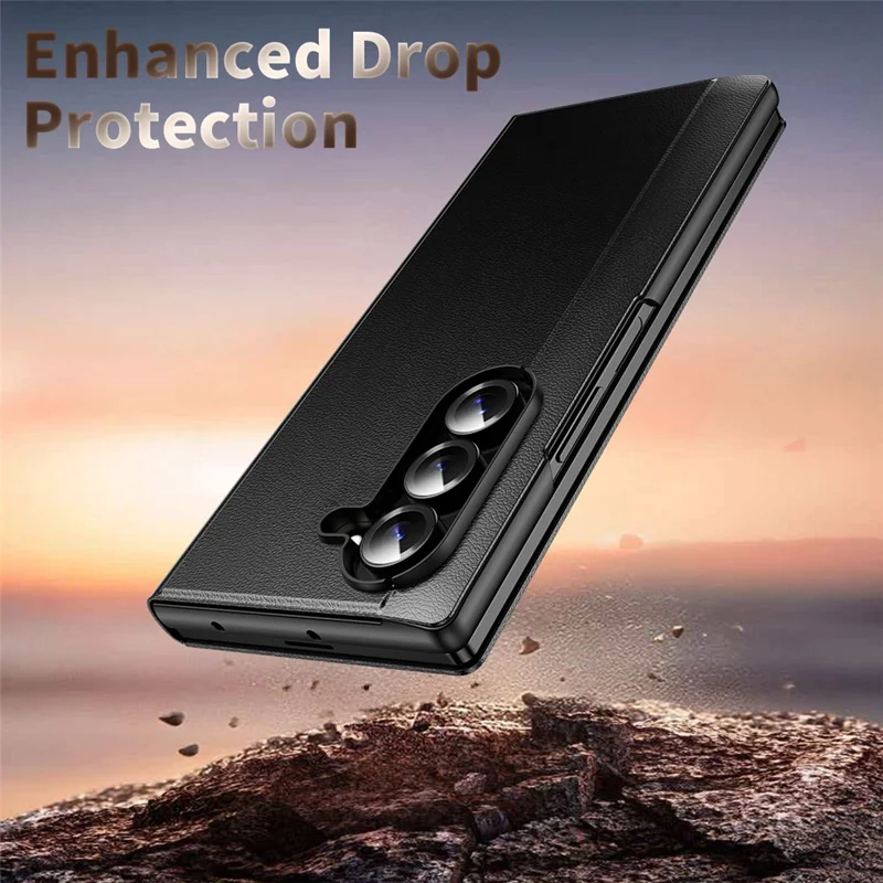 For Samsung Galaxy Z Fold5 5G Case Smart View Window Leather Phone Cover - Black