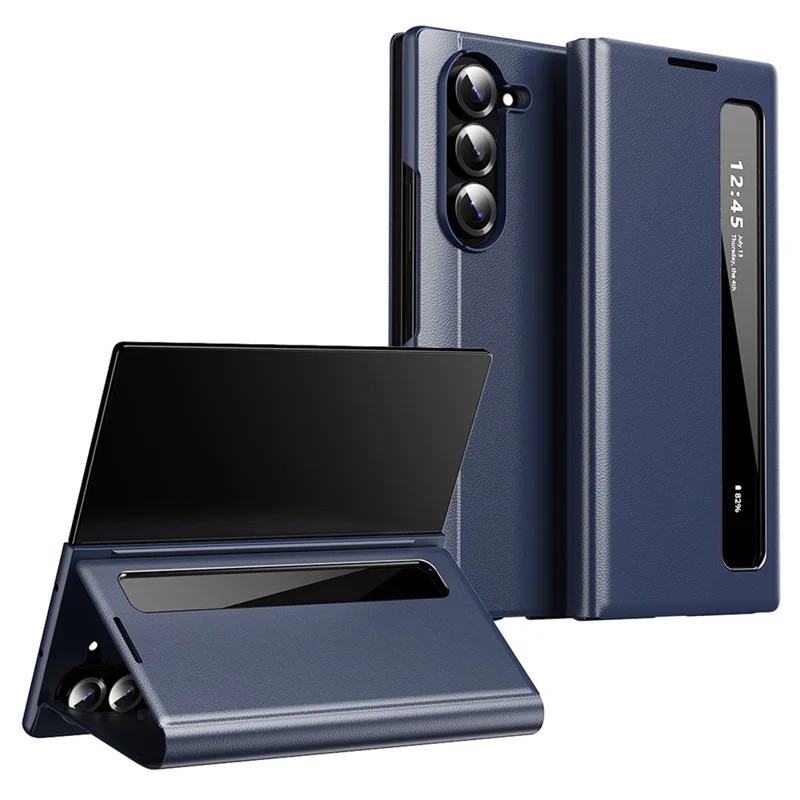 For Samsung Galaxy Z Fold5 5G Case Smart View Window Leather Phone Cover - Sapphire