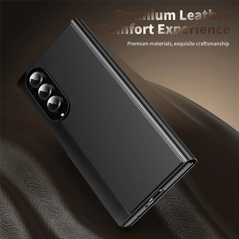 Für Samsung Galaxy Z Fold3 5G Hülle Smart View Fenster Ledertelefonhülle - Schwarz