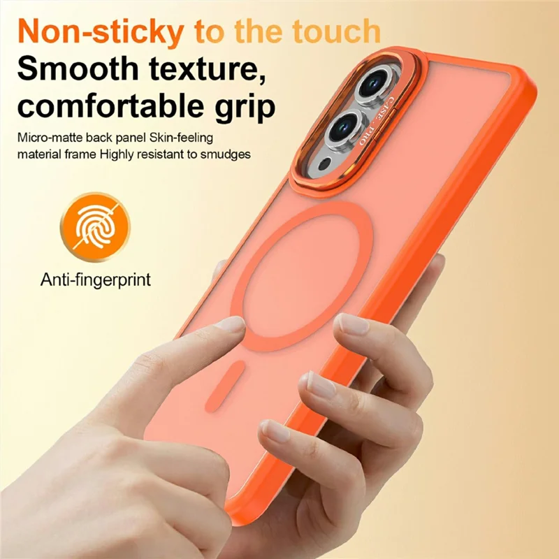 Étui magnétique pour Samsung Galaxy S25 Edge avec support pliable, housse mate en PC + TPU - Orange